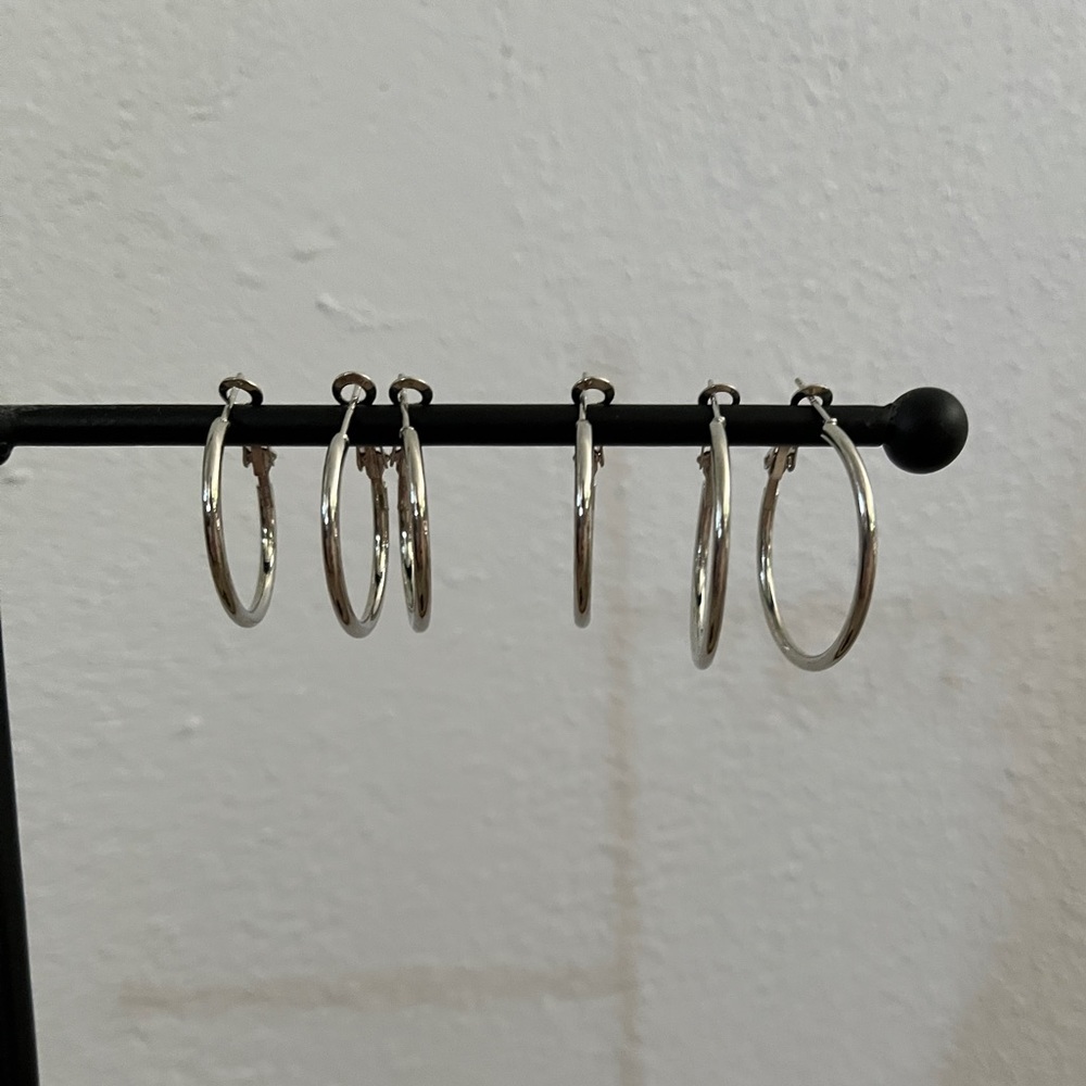 NWOT Three Pack Silver Hoop Earrings